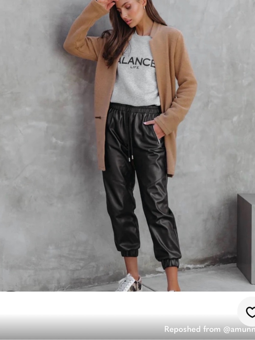 VICI  Black Faux Leather Joggers with Zip Pockets Women’s Size L